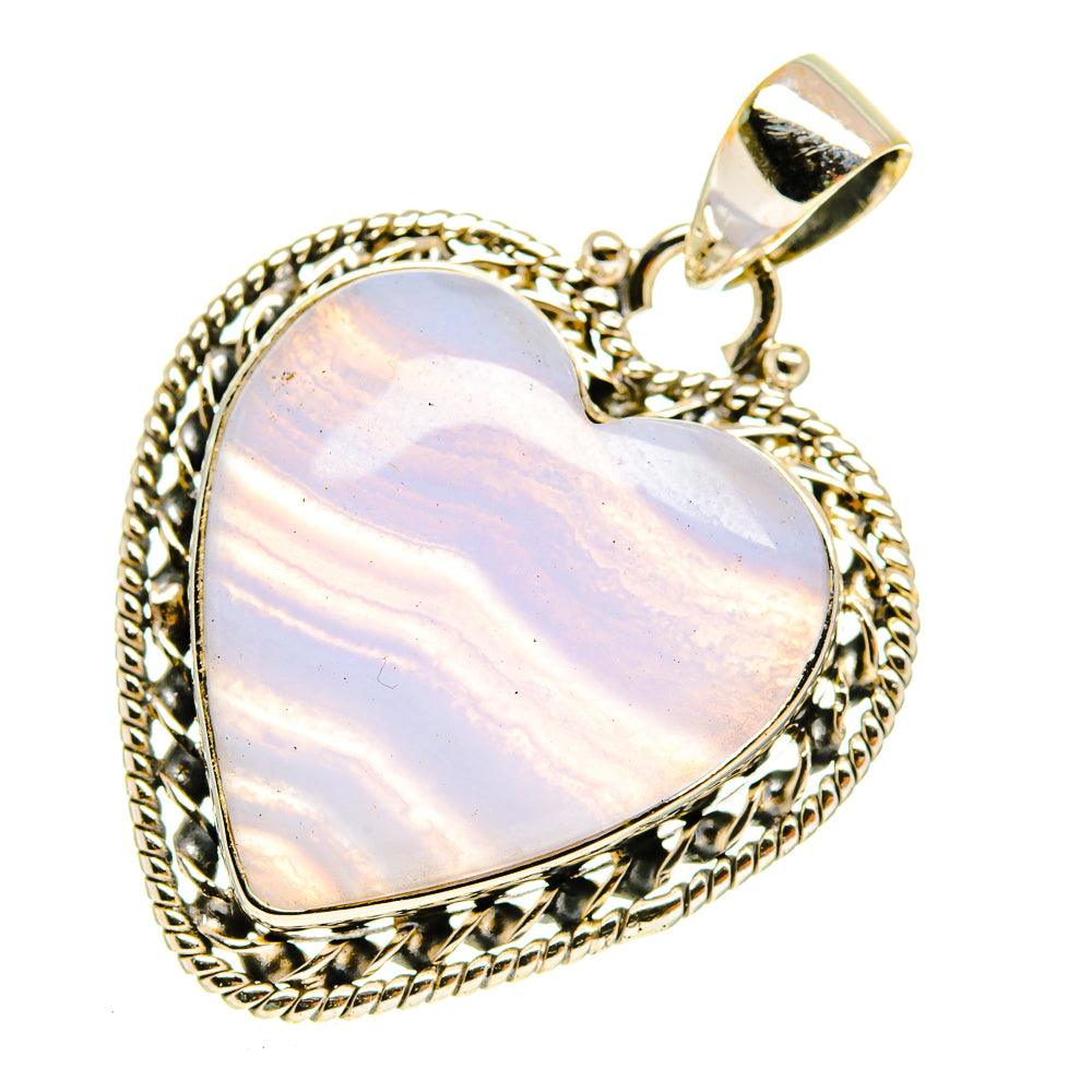 Blue Lace Agate Pendants handcrafted by Ana Silver Co - PD3051