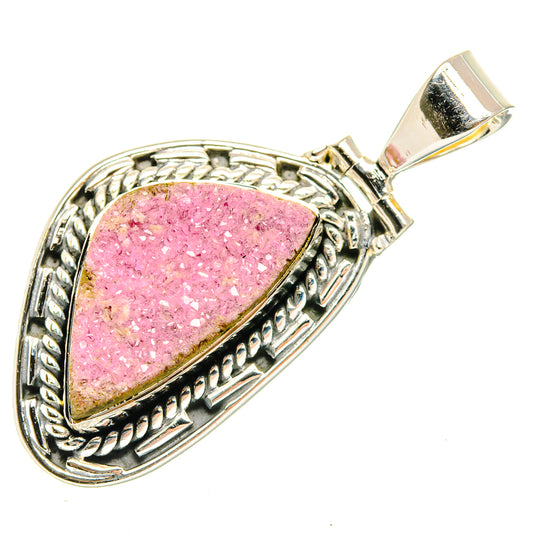 Cobalto Calcite Druzy Pendants handcrafted by Ana Silver Co - PD30557 - Photo 2