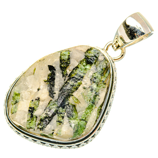Green Tourmaline In Quartz Pendants handcrafted by Ana Silver Co - PD30626 - Photo 2