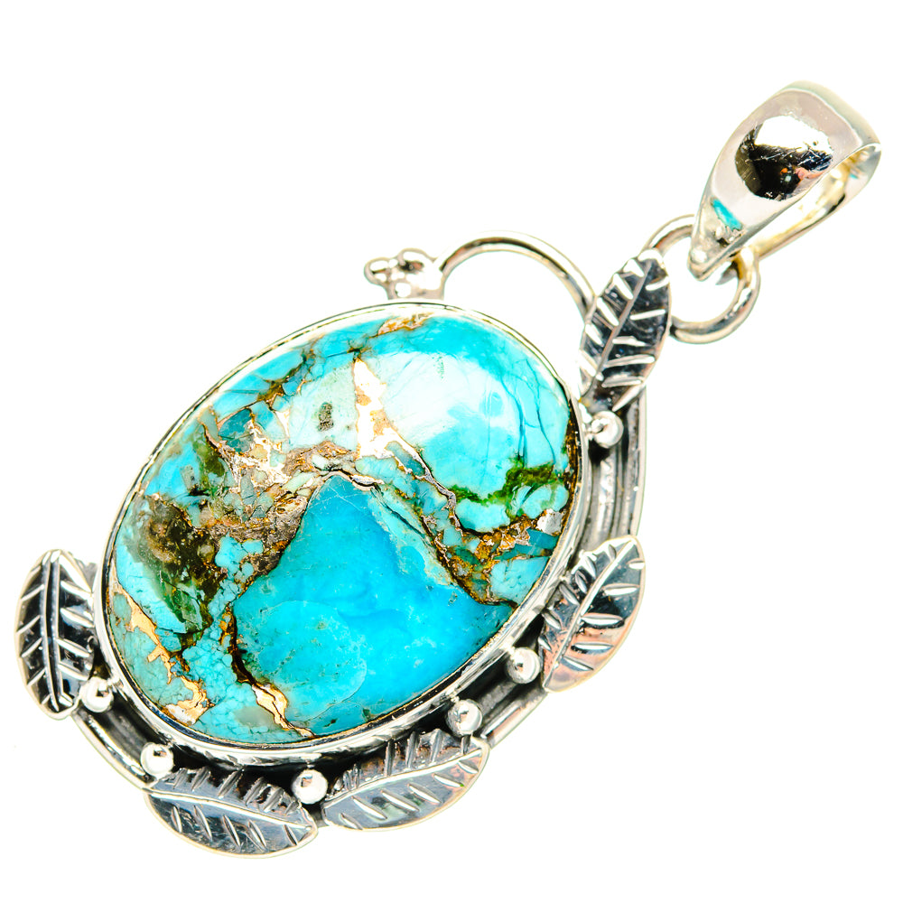 Blue Copper Composite Turquoise Pendants handcrafted by Ana Silver Co - PD30628 - Photo 2