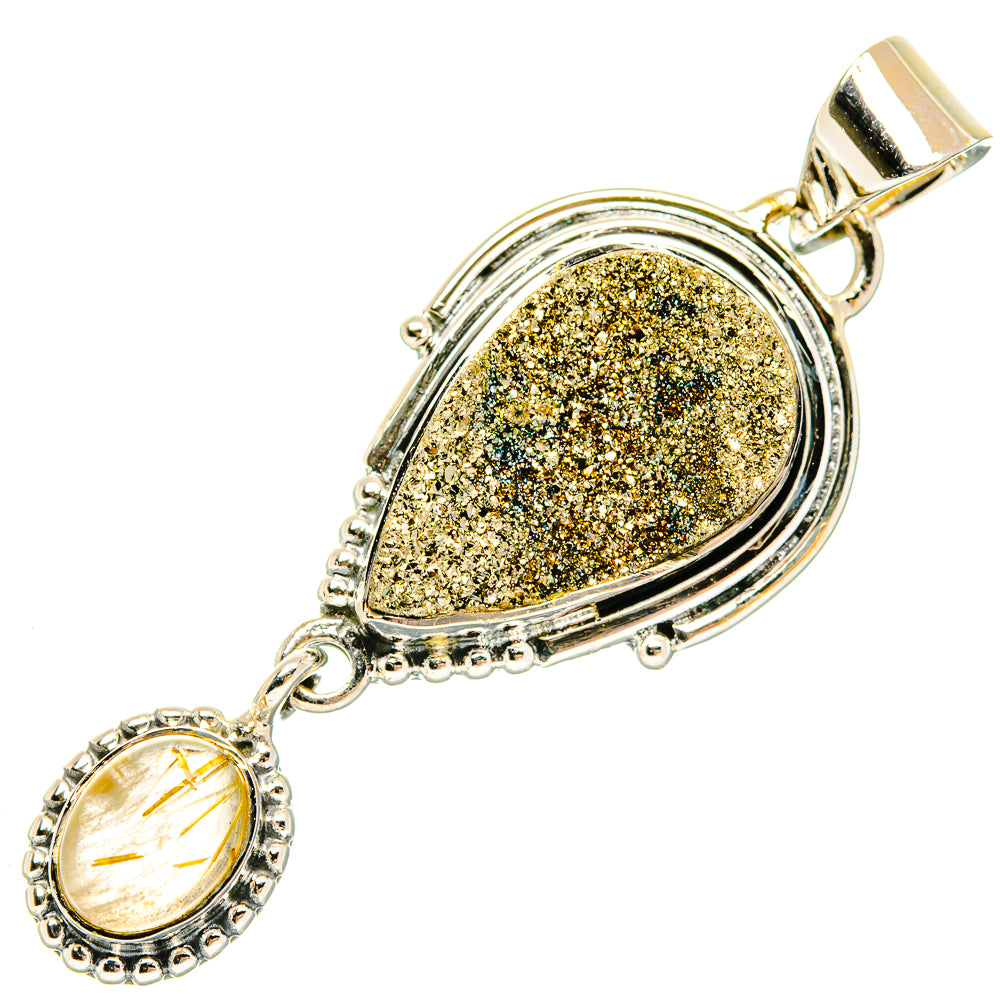 Spectro Pyrite Druzy Pendants handcrafted by Ana Silver Co - PD30656 - Photo 2
