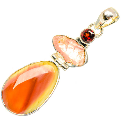 Sterling silver pendant with three oval gemstones and top bail for a necklace chain
