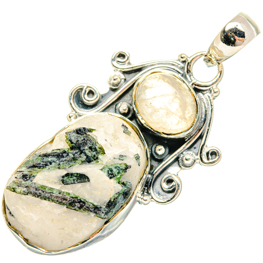 Green Tourmaline In Quartz Pendants handcrafted by Ana Silver Co - PD30660 - Photo 2