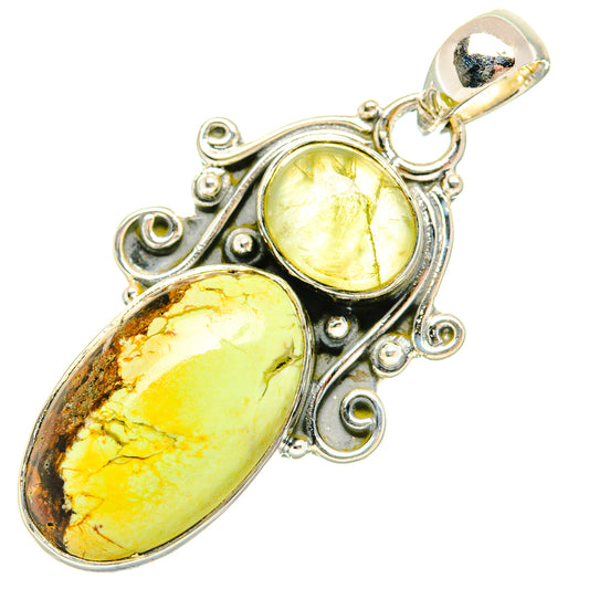 Lemon Chrysoprase Pendants handcrafted by Ana Silver Co - PD30663 - Photo 2