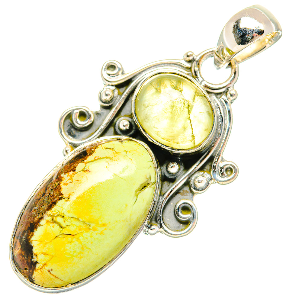 Lemon Chrysoprase Pendants handcrafted by Ana Silver Co - PD30663 - Photo 2