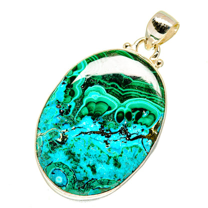 Malachite In Chrysocolla Pendants handcrafted by Ana Silver Co - PD3069
