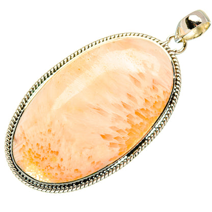Sterling silver teardrop scolecite pendant with peach faceted stone and bail