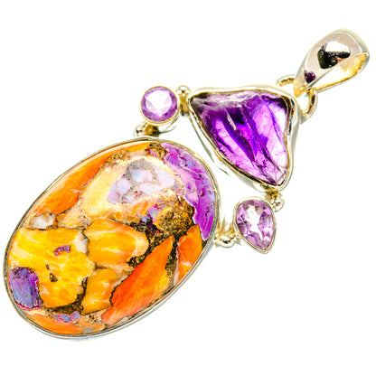 Purple Orange Copper Composite Turquoise Pendants handcrafted by Ana Silver Co - PD30812 - Photo 2