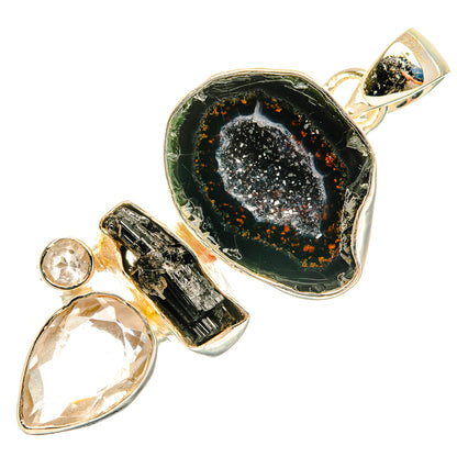 Black Geode Slice Pendants handcrafted by Ana Silver Co - PD30851 - Photo 2