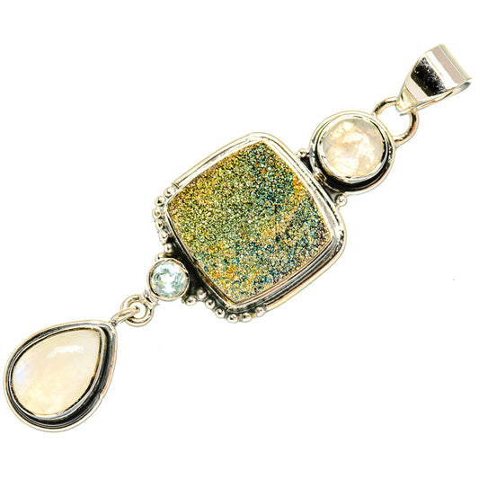 Spectro Pyrite Druzy Pendants handcrafted by Ana Silver Co - PD30864 - Photo 2