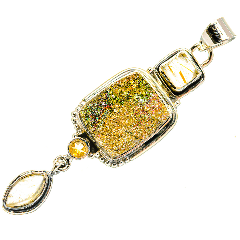 Spectro Pyrite Druzy Pendants handcrafted by Ana Silver Co - PD30867 - Photo 2