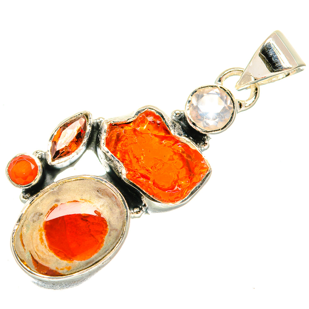 Mexican Fire Opal Pendants handcrafted by Ana Silver Co - PD30870 - Photo 2