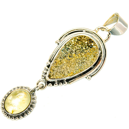 Spectro Pyrite Druzy Pendants handcrafted by Ana Silver Co - PD30874 - Photo 2