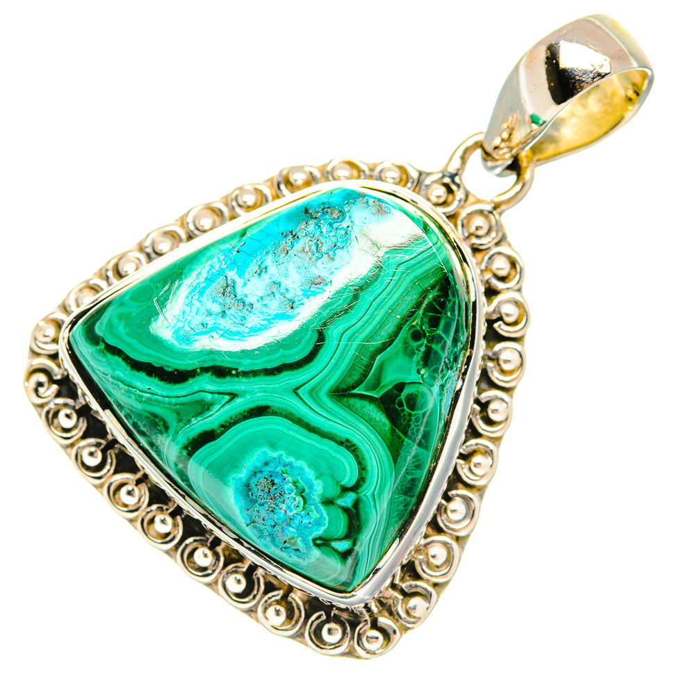 Malachite In Chrysocolla Pendants handcrafted by Ana Silver Co - PD30885 - Photo 2