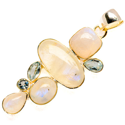 Opalescent heart pendant with linked stones and blue accents, top bail visible