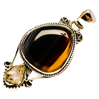 Black Botswana Agate Pendants handcrafted by Ana Silver Co - PD30927 - Photo 2