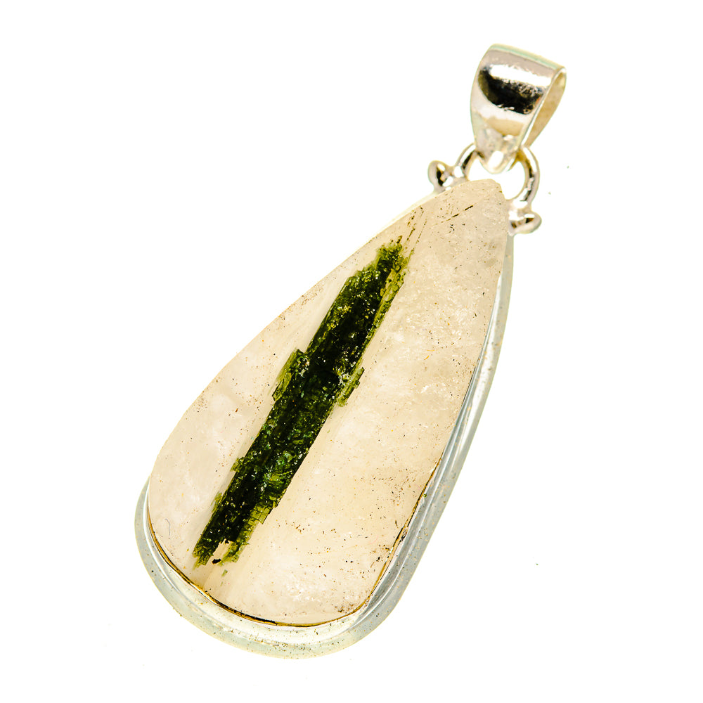 Green Tourmaline In Quartz Pendants handcrafted by Ana Silver Co - PD3093