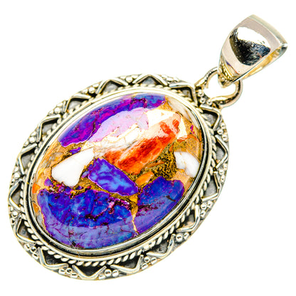 Kingman Pink Dahlia Turquoise Pendants handcrafted by Ana Silver Co - PD30942 - Photo 2