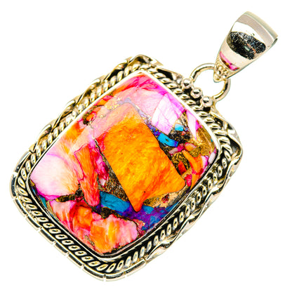 Kingman Pink Dahlia Turquoise Pendants handcrafted by Ana Silver Co - PD30943 - Photo 2