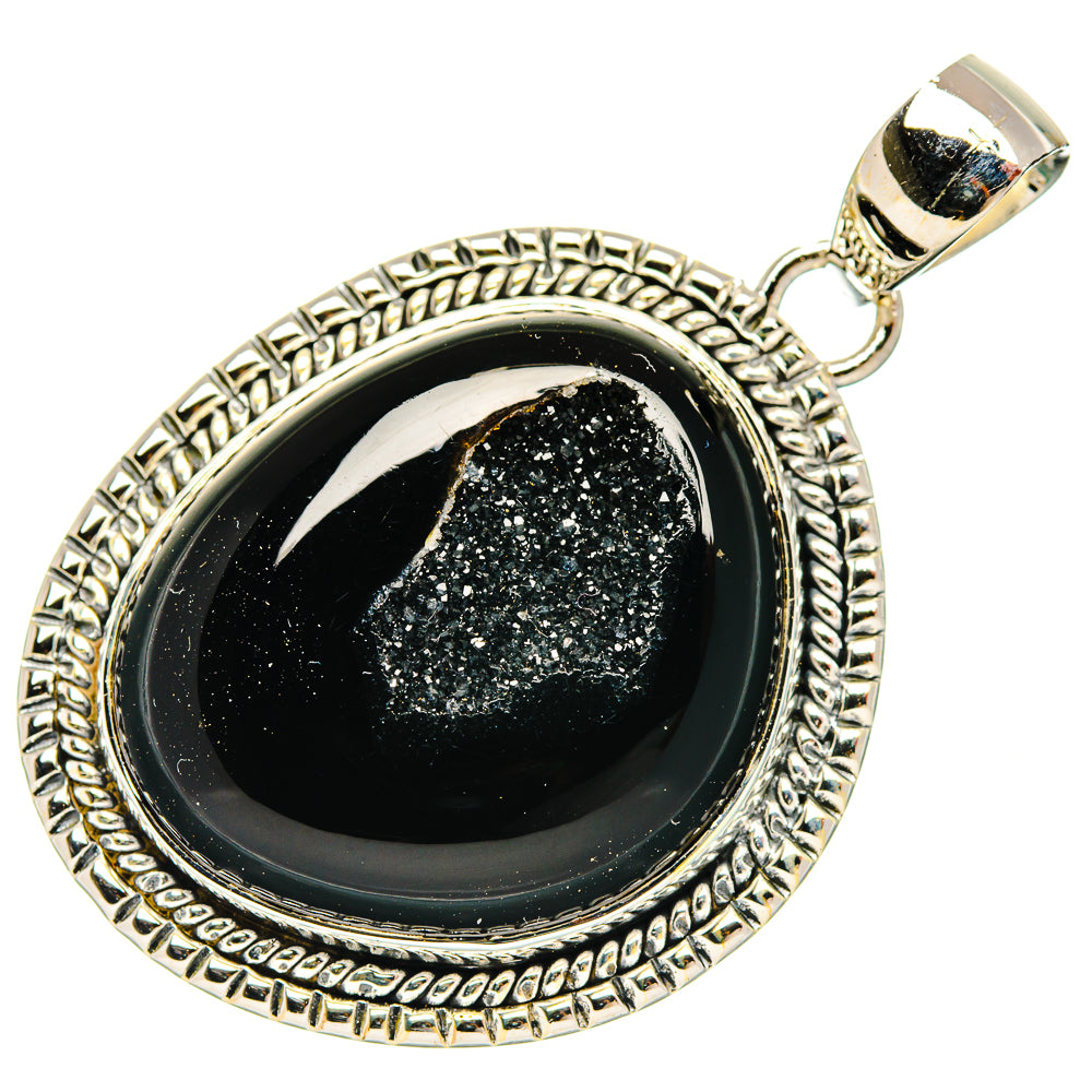 Black Onyx Druzy Pendants handcrafted by Ana Silver Co - PD30959 - Photo 2