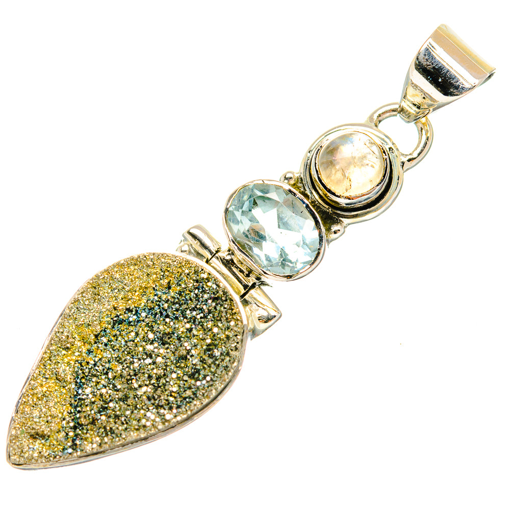Spectro Pyrite Druzy Pendants handcrafted by Ana Silver Co - PD30979 - Photo 2