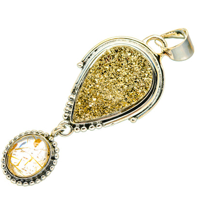 Pyrite Druzy Pendants handcrafted by Ana Silver Co - PD30995 - Photo 2