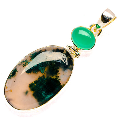 Green Moss Agate Pendants handcrafted by Ana Silver Co - PD31014 - Photo 2
