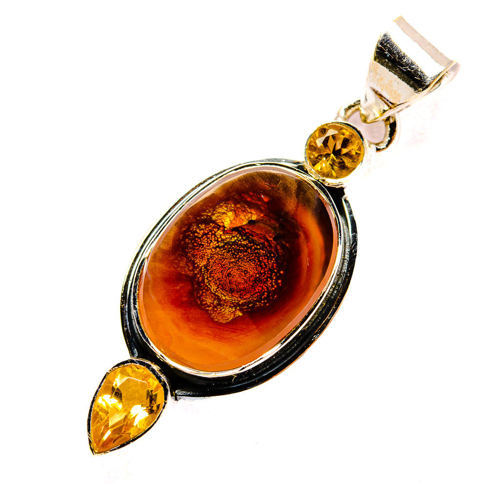 Mexican Fire Agate Pendants handcrafted by Ana Silver Co - PD31057 - Photo 2