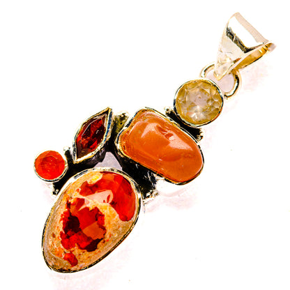 Mexican Fire Opal Pendants handcrafted by Ana Silver Co - PD31097 - Photo 2