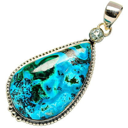 Malachite In Chrysocolla Pendants handcrafted by Ana Silver Co - PD31106 - Photo 2