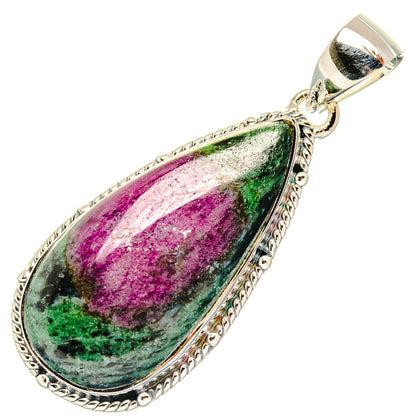 Ruby Zoisite Pendants handcrafted by Ana Silver Co - PD31130 - Photo 2