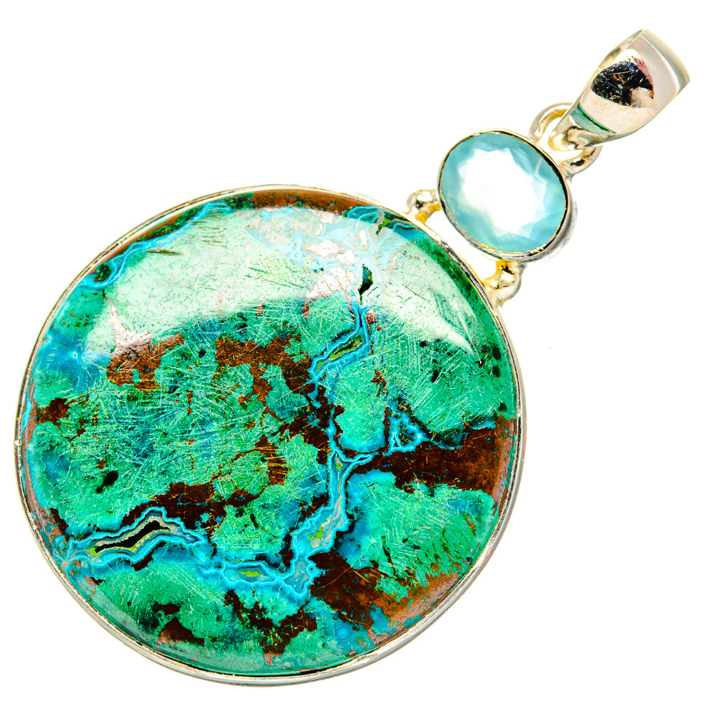 Chrysocolla In Malachite Pendants handcrafted by Ana Silver Co - PD31154 - Photo 2