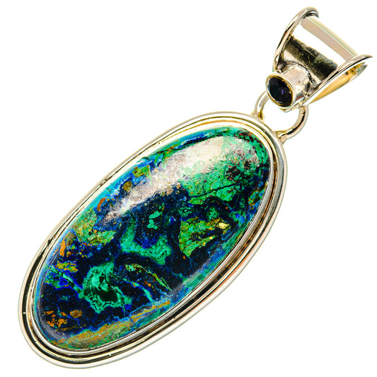 Azurite In Malachite Pendants handcrafted by Ana Silver Co - PD31159 - Photo 2