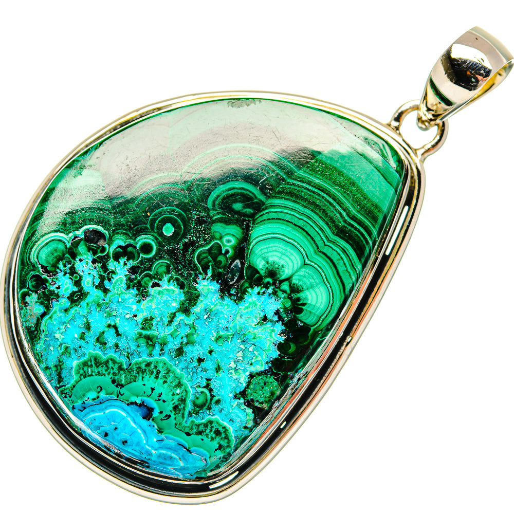 Malachite In Chrysocolla Pendants handcrafted by Ana Silver Co - PD31173 - Photo 2