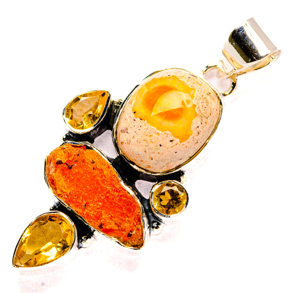 Mexican Fire Opal Pendants handcrafted by Ana Silver Co - PD31234 - Photo 2