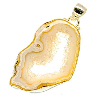 White Geode Slice Pendants handcrafted by Ana Silver Co - PD3124