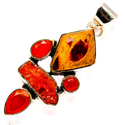 Mexican Fire Opal Pendants handcrafted by Ana Silver Co - PD31245 - Photo 2