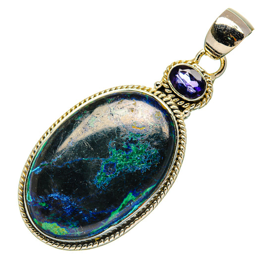 Azurite In Malachite Pendants handcrafted by Ana Silver Co - PD31276 - Photo 2