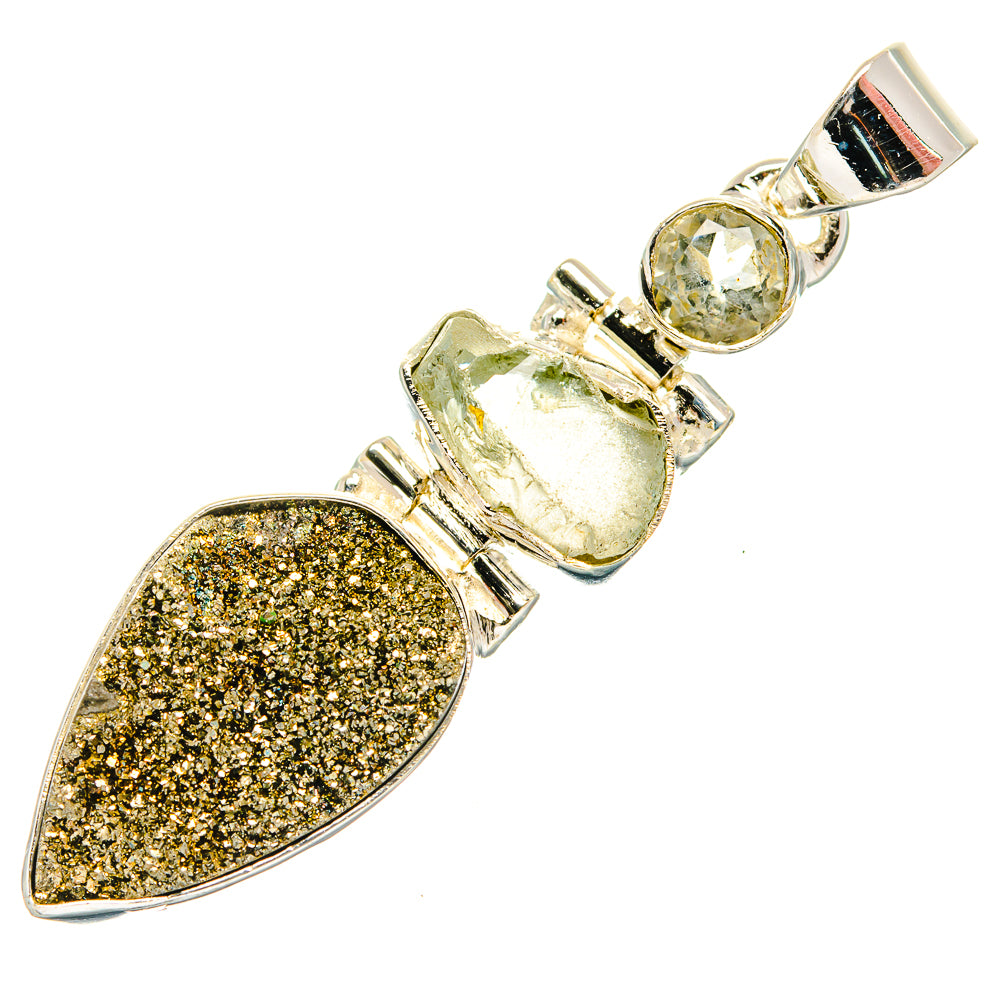 Spectro Pyrite Druzy Pendants handcrafted by Ana Silver Co - PD31303 - Photo 2