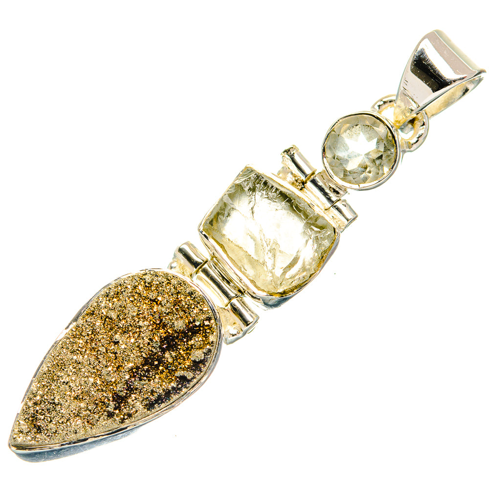 Spectro Pyrite Druzy Pendants handcrafted by Ana Silver Co - PD31304 - Photo 2