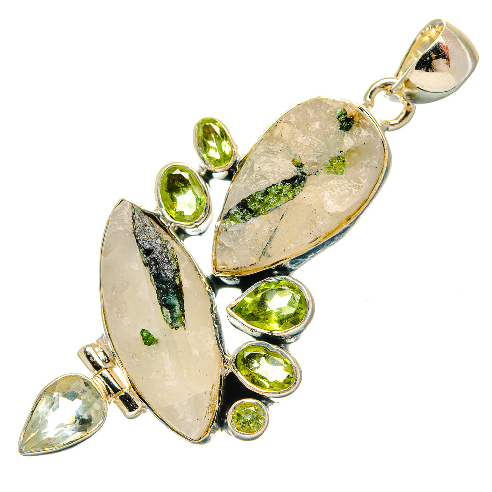 Green Tourmaline In Quartz Pendants handcrafted by Ana Silver Co - PD31305 - Photo 2