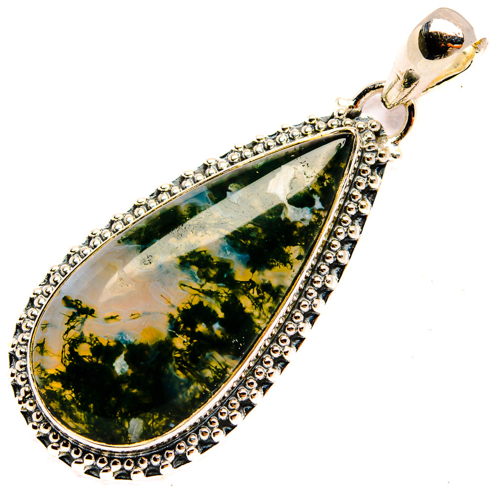 Green Moss Agate Pendants handcrafted by Ana Silver Co - PD31339 - Photo 2