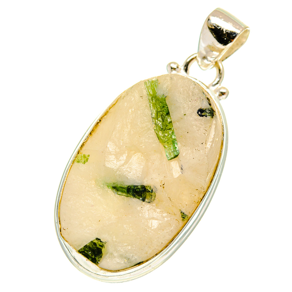 Green Tourmaline In Quartz Pendants handcrafted by Ana Silver Co - PD3137