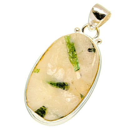 Green Tourmaline In Quartz Pendants handcrafted by Ana Silver Co - PD3137