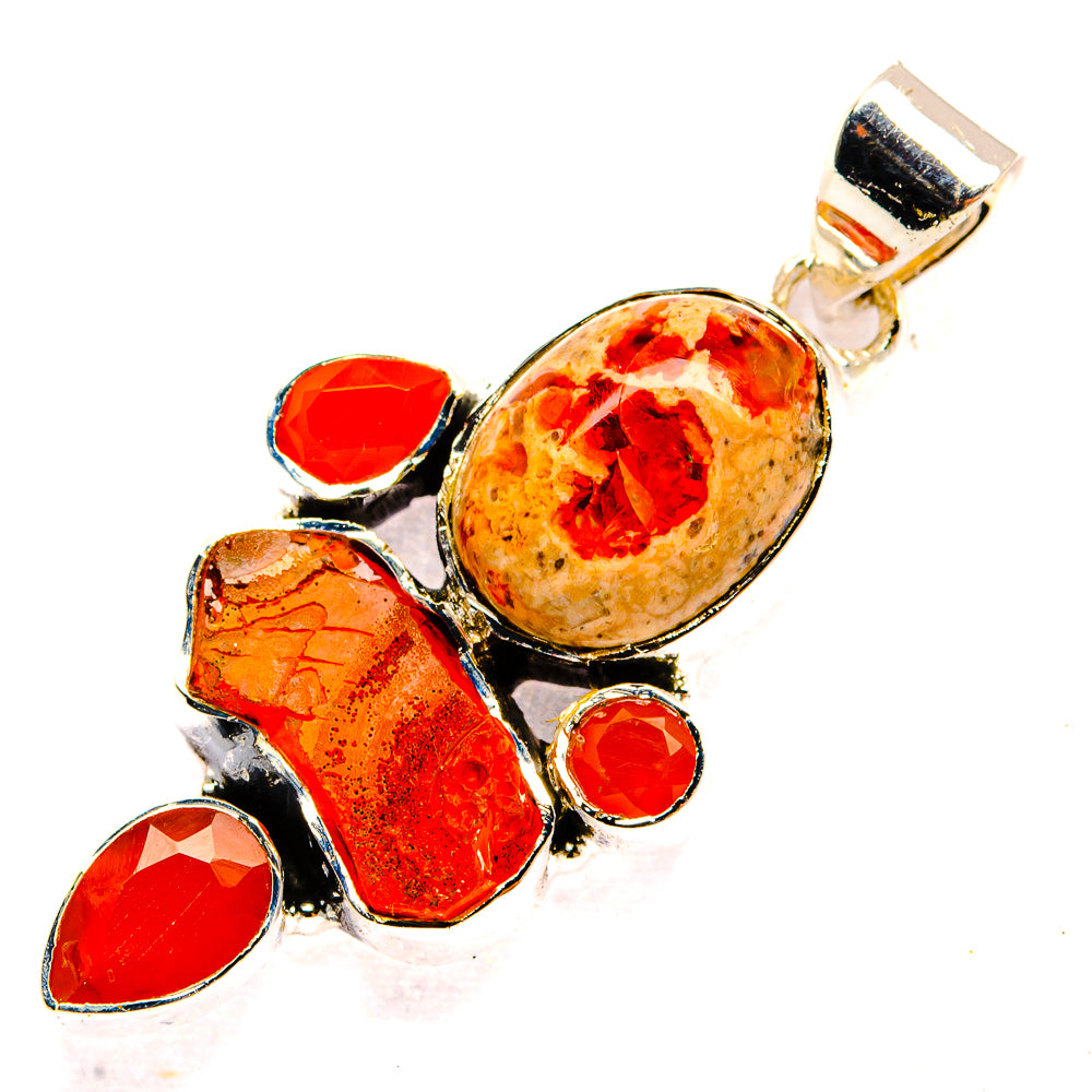 Mexican Fire Opal Pendants handcrafted by Ana Silver Co - PD31383 - Photo 2