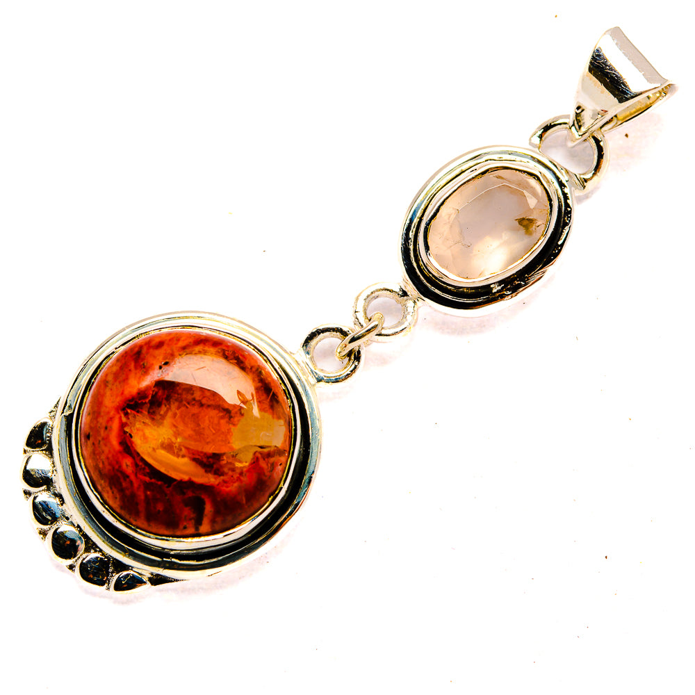 Mexican Fire Opal Pendants handcrafted by Ana Silver Co - PD31427 - Photo 2