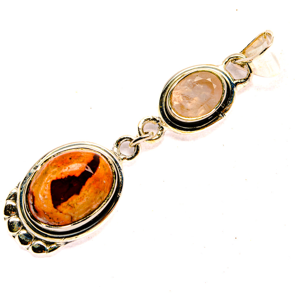 Mexican Fire Opal Pendants handcrafted by Ana Silver Co - PD31428 - Photo 2