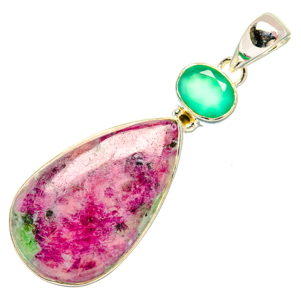Ruby Zoisite Pendants handcrafted by Ana Silver Co - PD31476 - Photo 2