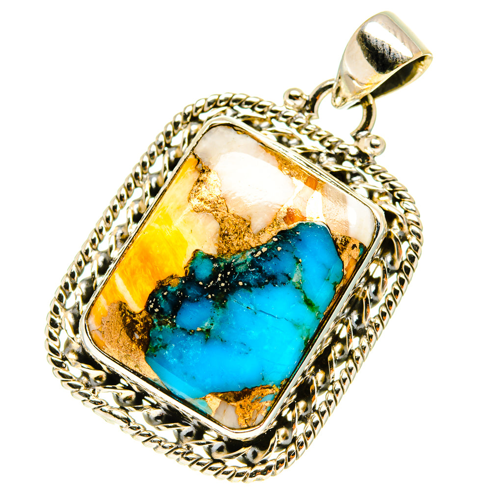 Blue Copper Composite Turquoise Pendants handcrafted by Ana Silver Co - PD3162