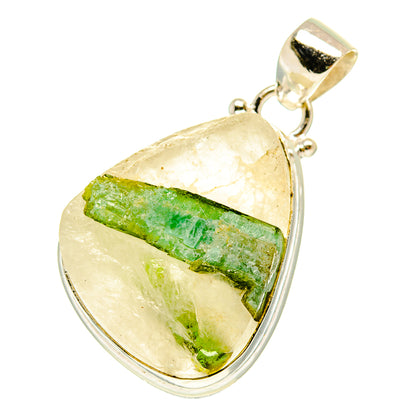 Green Tourmaline In Quartz Pendants handcrafted by Ana Silver Co - PD3166
